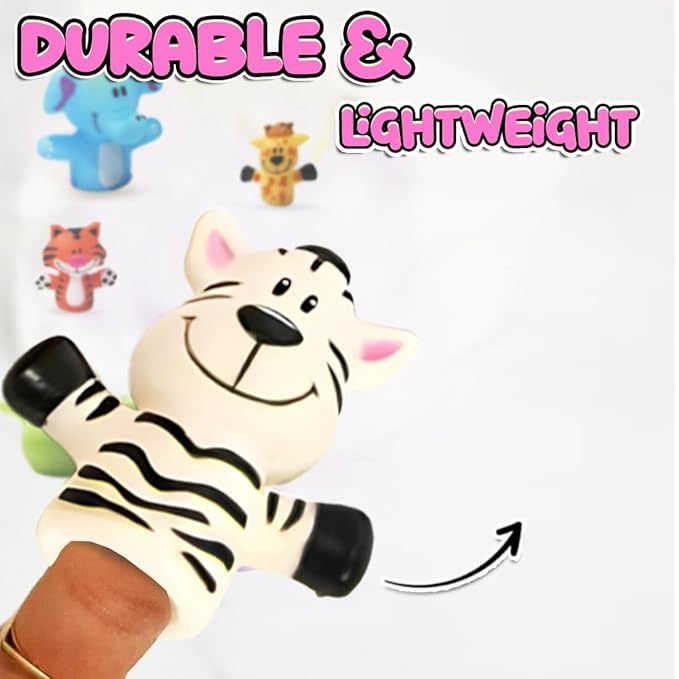 Wembley 5 Pcs Jungle Animal Finger Puppet Toy for Kids Multicolor