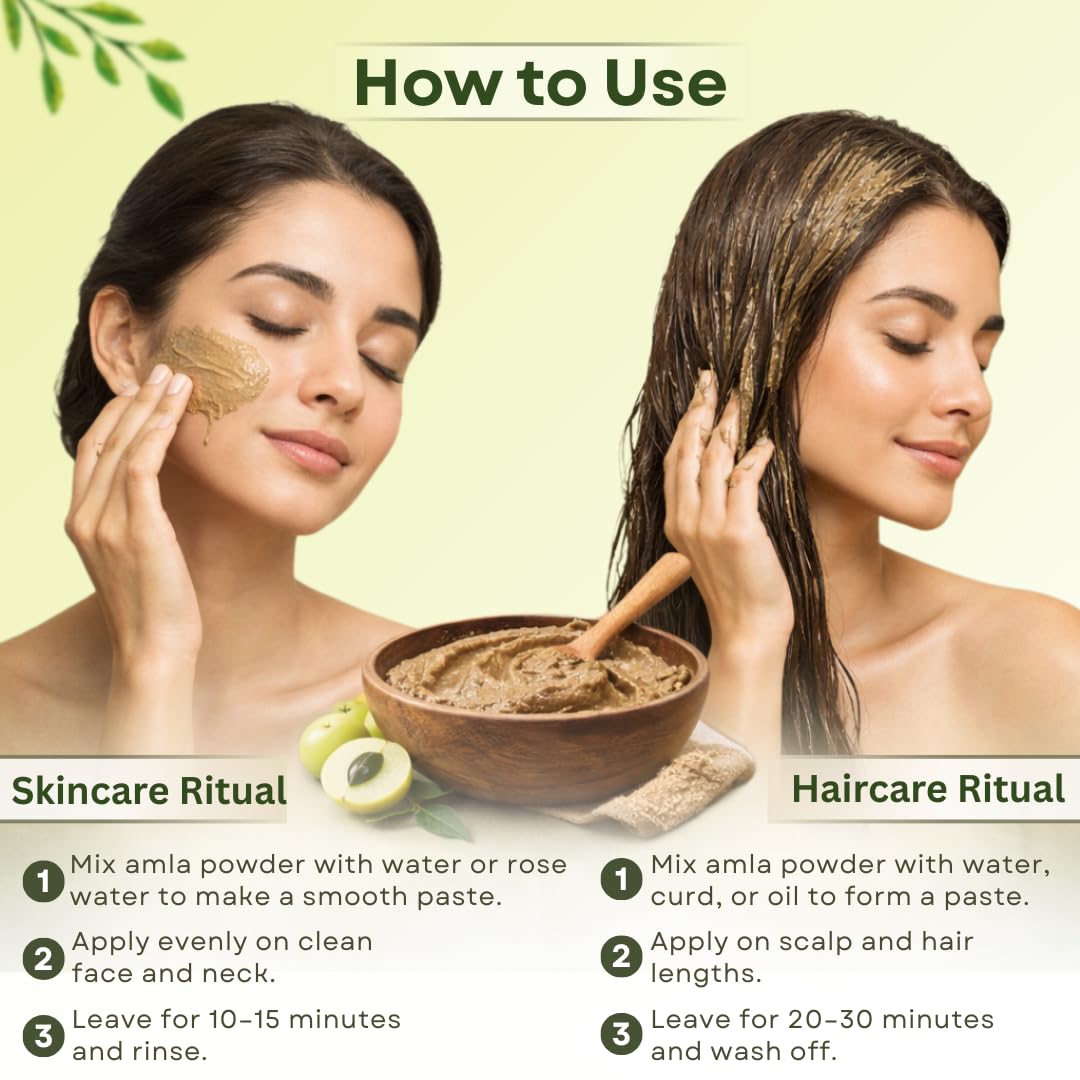 Smartdrops Amla Powder for Hair Care Natural Hair Pack Powder for Scalp Massage Hair Mask DIY Hair Care Routine | Indian Gooseberry | Ideal for Hair, Skin, or Culinary Use | 100g (Pack-1)