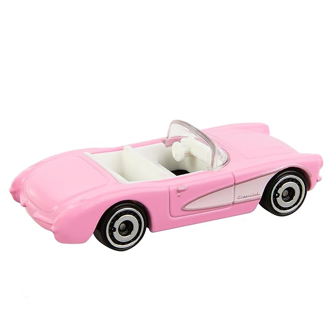 Hot Wheels Plastic Barbie The Movie Die-Cast Pink Corvette In 1:64 Scale