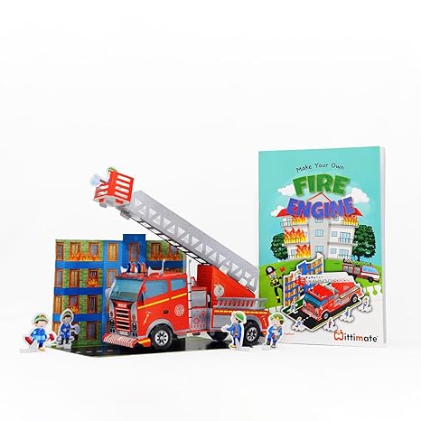 Mittimate Fire Engine Model Construction Book for Kids Diy Craft Book for Children