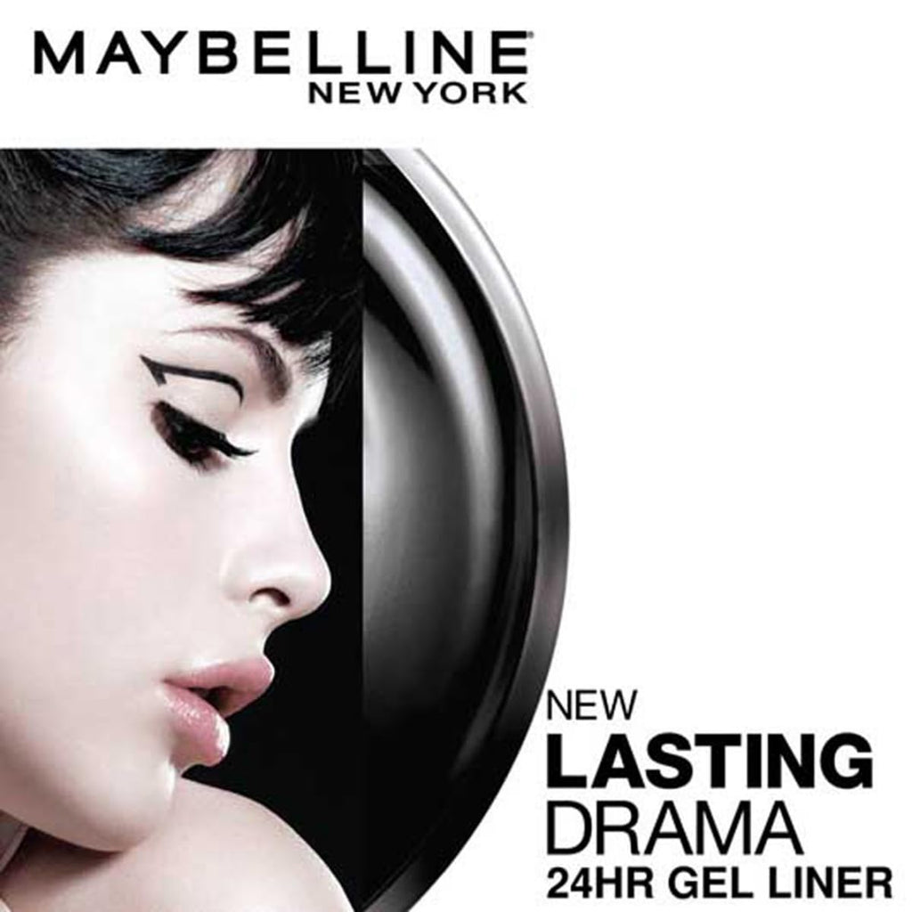 Maybelline New York Glossy Eyeliner, Intense Colour, Long-Lasting, 36Hr Wear, Lasting Drama Gel Eyeliner, Black 2.5GM