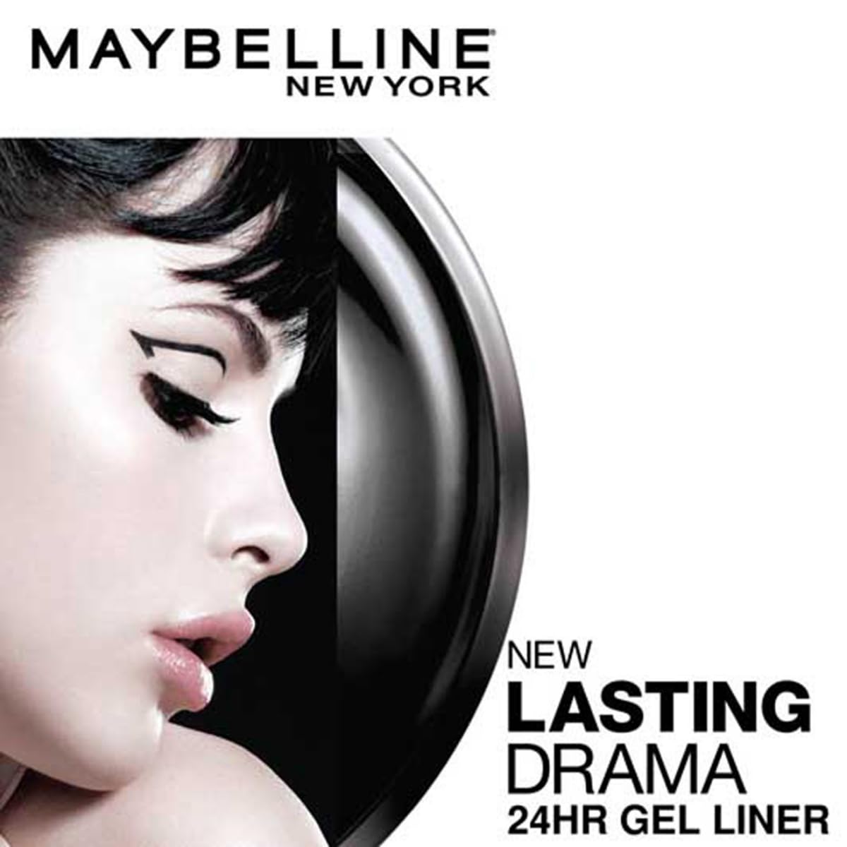 Maybelline New York Glossy Eyeliner, Intense Colour, Long-Lasting, 36Hr Wear, Lasting Drama Gel Eyeliner, Black 2.5GM