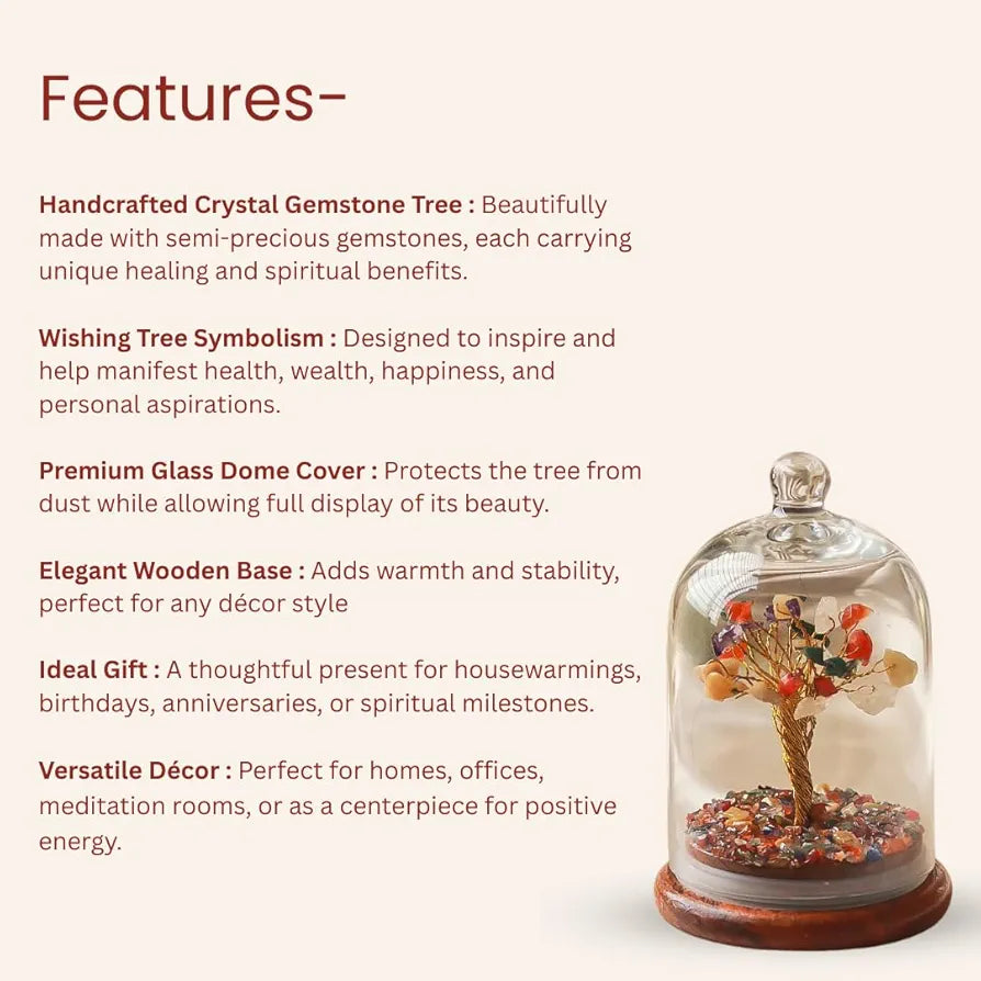 Ritualistic Dome Crystal Chakra Tree Encased Gemstone Bonsai