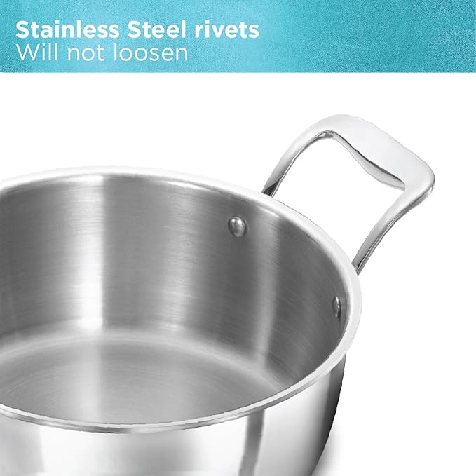 Hawkins 3 Litres Pro Triply Stainless Steel Cook N Serve Bowl With Steel Lid | Silver