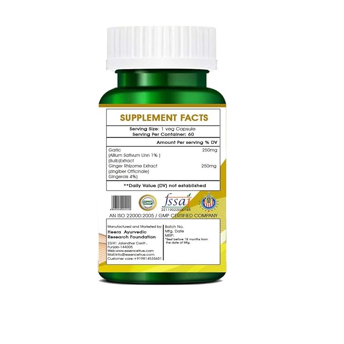 True Essence Research Foundation Ginger Garlic Extract - 60 caps
