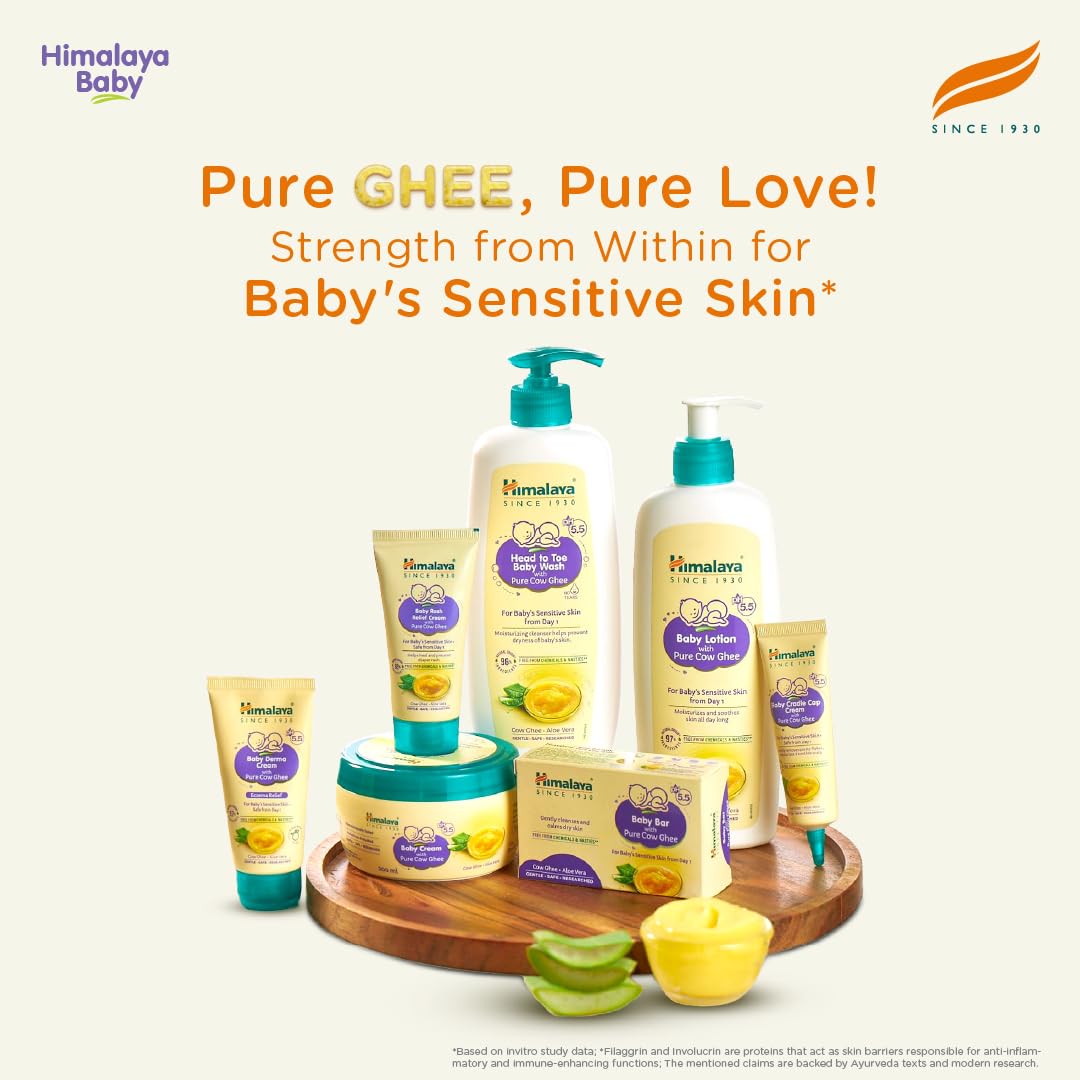 Himalaya Baby Lotion With Pure Cow Ghee 700Ml|Ph5.5|Pure Ghee|Aloe Vera|Safe For Newborns|For Baby's Sensitive Skin|No Parabens|No Phthalates|No Mineral Oil|No Synthetic Color|Dermatologically Tested