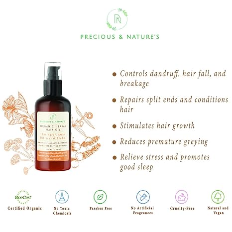 Precious & Nature's Hibiscus Amla Brahmi & Bhringaraj Hair Oil - 100 ml