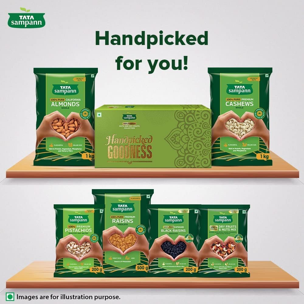 Tata Sampann Pure California Almonds/Badam Whole, 500g, Real Nuts, High in Fiber, Badam Giri, Rich in Protein, Magnesium, Phosphorus and Dietary Fibre, Nuts & Dry Fruits