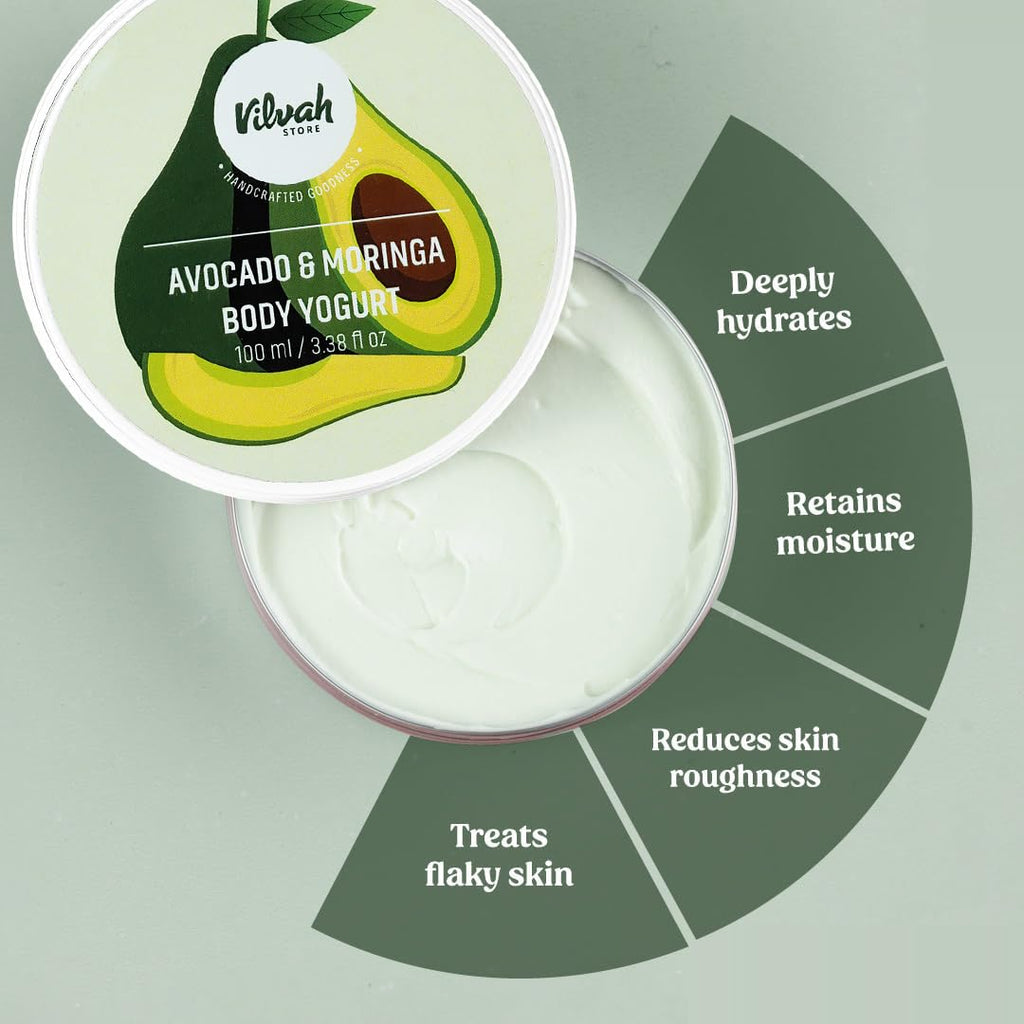 Vilvah Store Herbal Avocado and Moringa Body Yogurt Cream - 100 ml