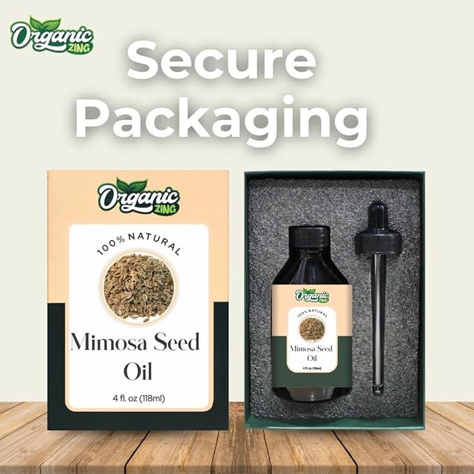 Organic Zing Mimosa Seed (Acacia Dealbata) | Essential Oil for Aroma & Diffusers, Skincare, Massage - 118 Ml