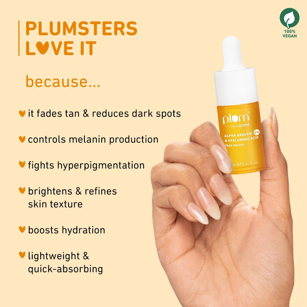 Plum 2% Alpha Arbutin & Hyaluronic Acid Face Serum :- 10ml