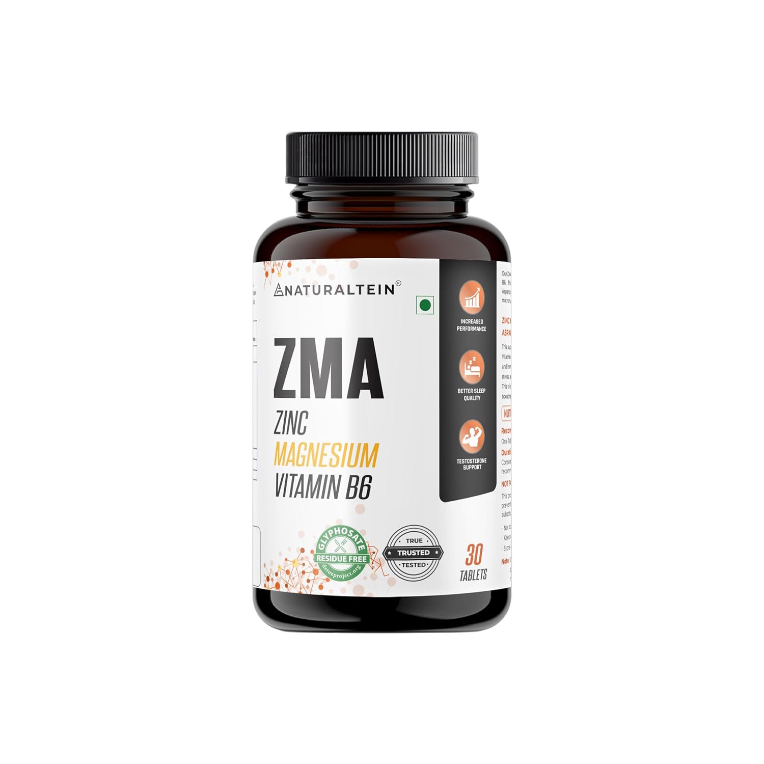 NATURALTEIN ZMA Tablets â€“ Zinc Magnesium Vitamin B6 Supplement | 30 Veg Tablets | Sports Recovery & Daily Performance | Muscle Strength, Better Sleep & Faster Recovery