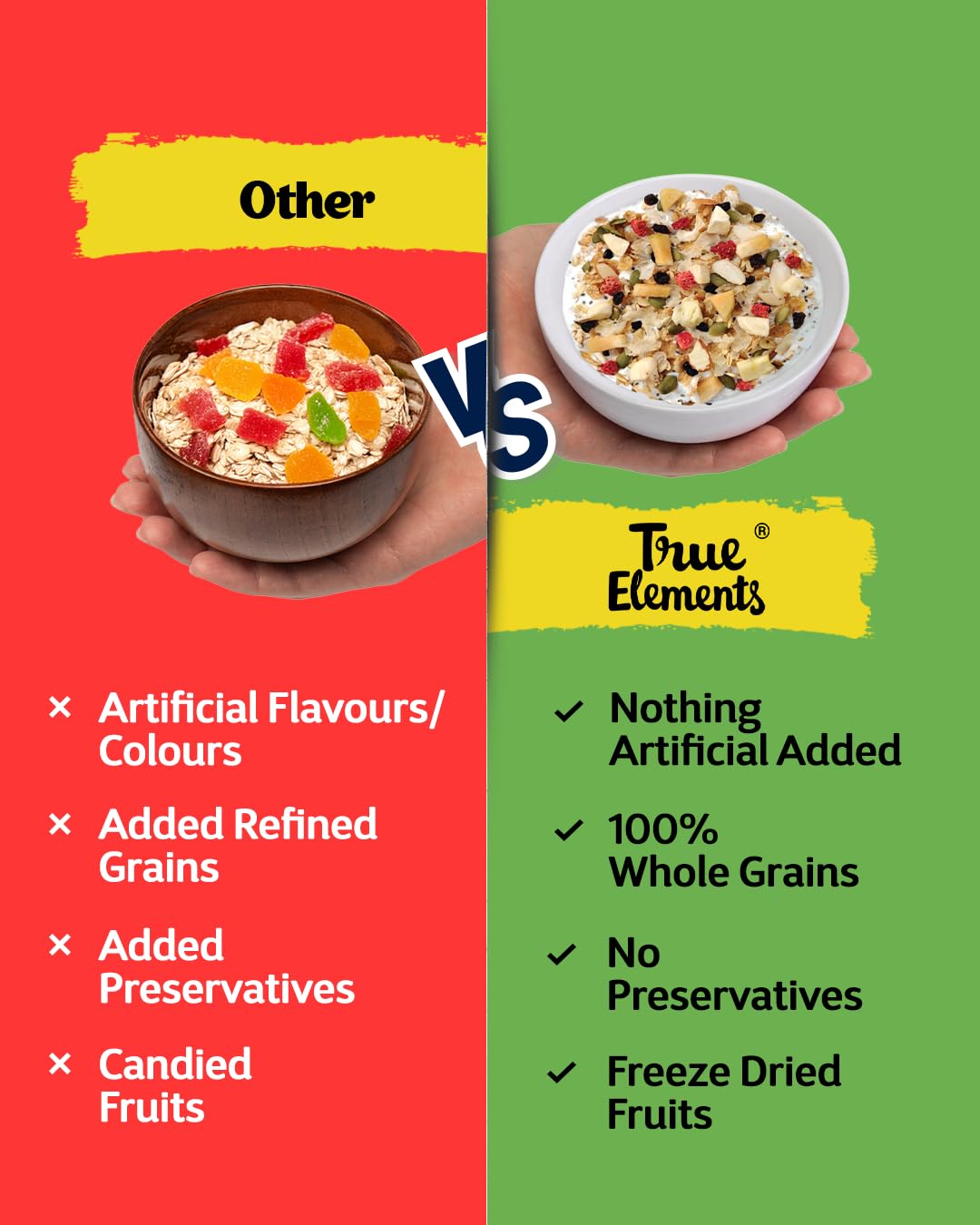True Elements Muesli Fruit and Nuts 1kg - With Real Fruits & Almonds | 100% Wholegrain Muesli with Oats, Almonds | Real Freeze-dried fruits, Not Candied | Breakfast Cereal | High Fibre & Nutrient-Rich blend