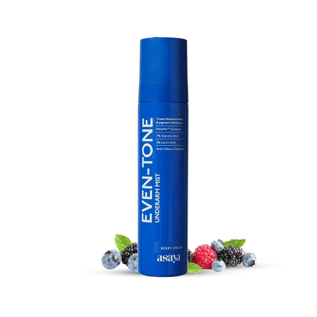 Asaya Even Tone Underarm Mist | Lightweight Spray for Underarm Pigmentation Removal & Odour Control | Even Tone Underarm Mist for Dark Underarms | Berry Crush | 100 ml