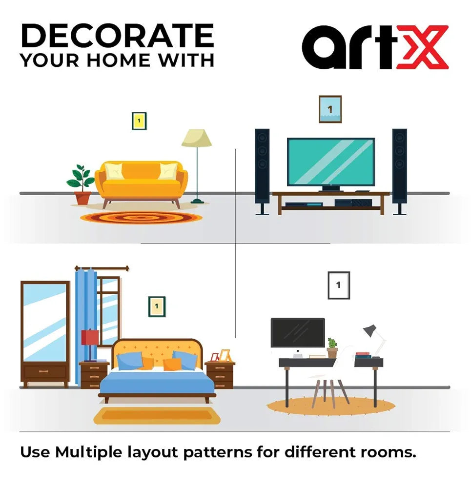 ArtX Paper Abstract Shapes Big Wall Art Frame Painting Set of 4