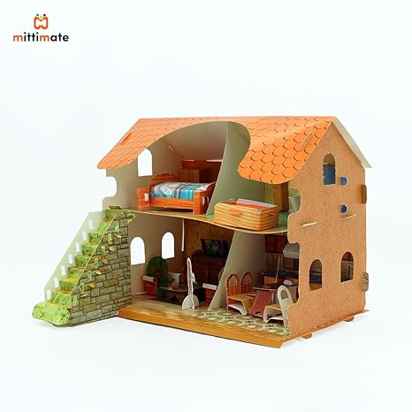 Mittimate Doll House Model Construction Book for Kids Diy Craft Book for Children