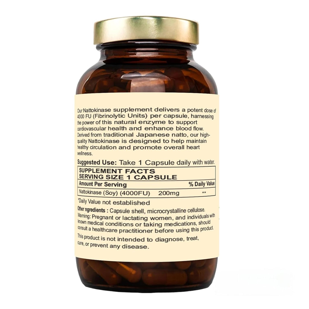 Nutraliebe Nattokinase 200mg with 4000 FU - Supports Circulatory Health, 90 Vegan Capsules