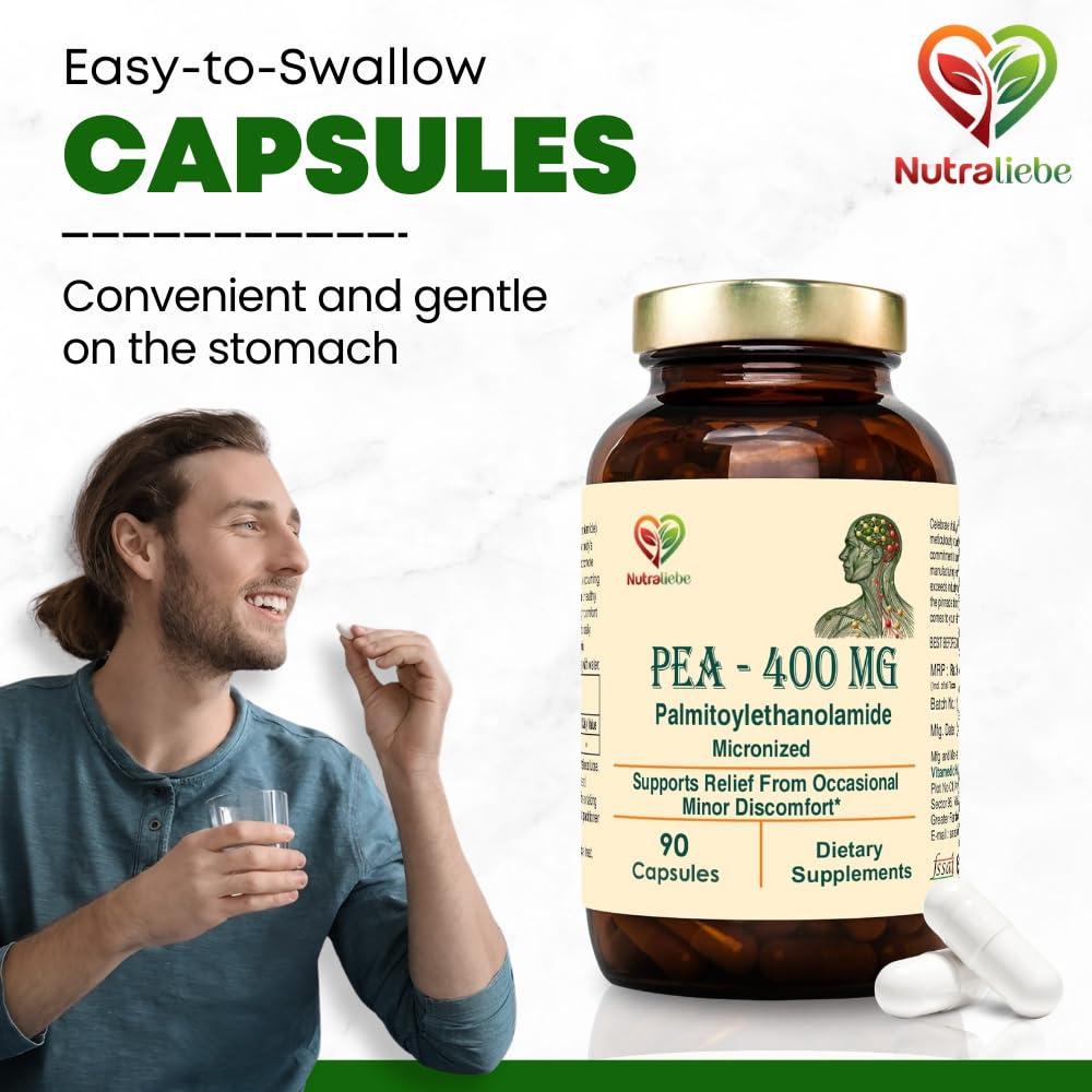 Nutraliebe PEA 400mg (Palmitoylethanolamide) â€“ Supports Joint Comfort, Immune Response, and Nerve Health â€“ 90 Capsules