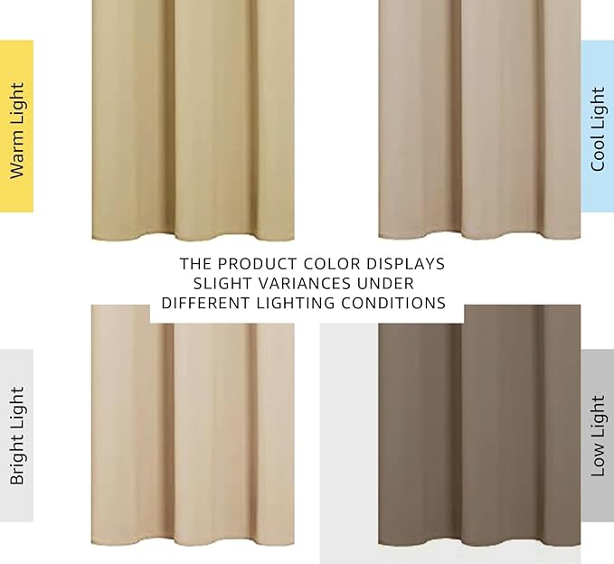 Loomlyfe Fawn Solid Thermal Insulated Grommet Blackout Curtains for Window | 5 Feet | Set of 2