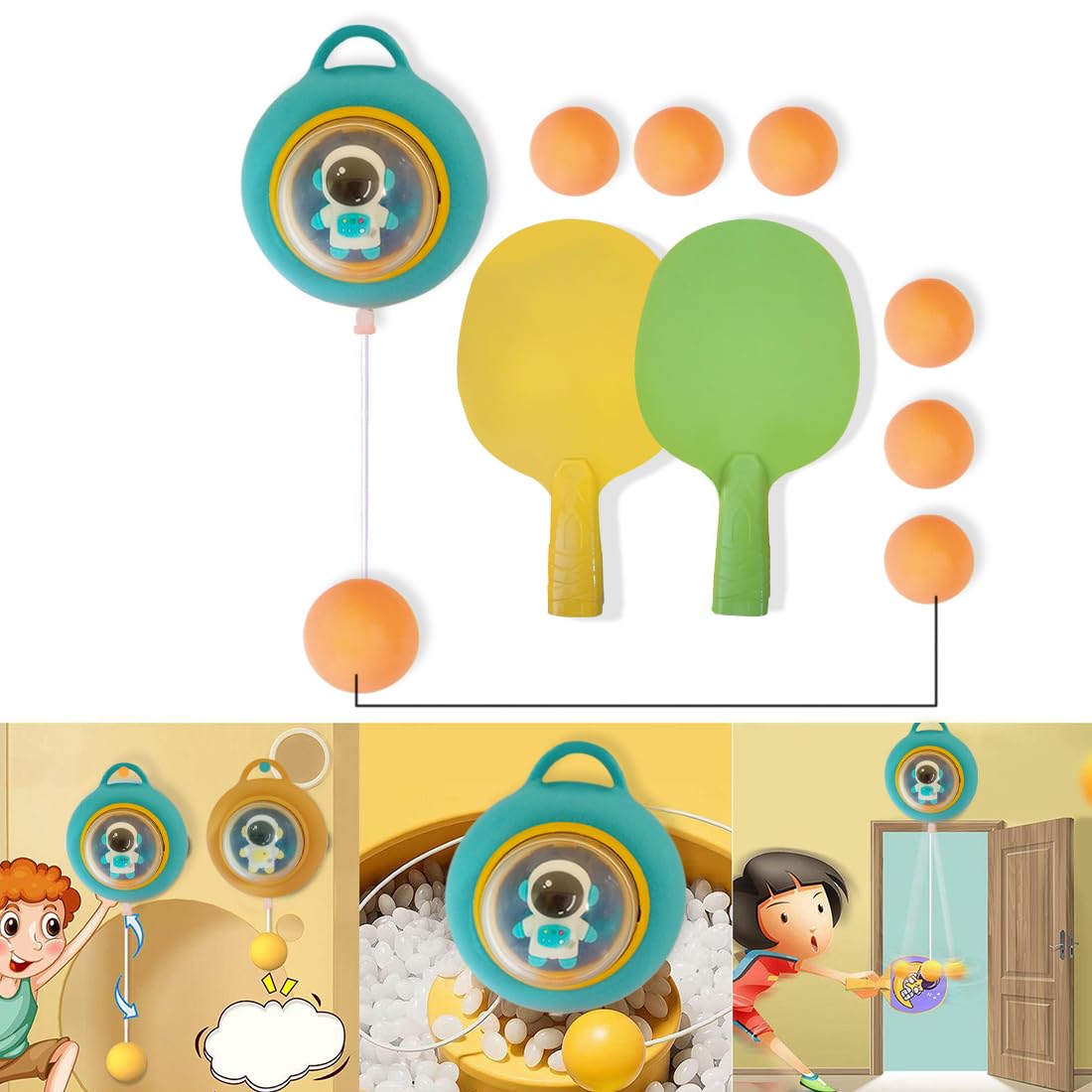 Wembley Hanging Table Tennis Set Trainer Ping Pong Ball Self Training Multicolor