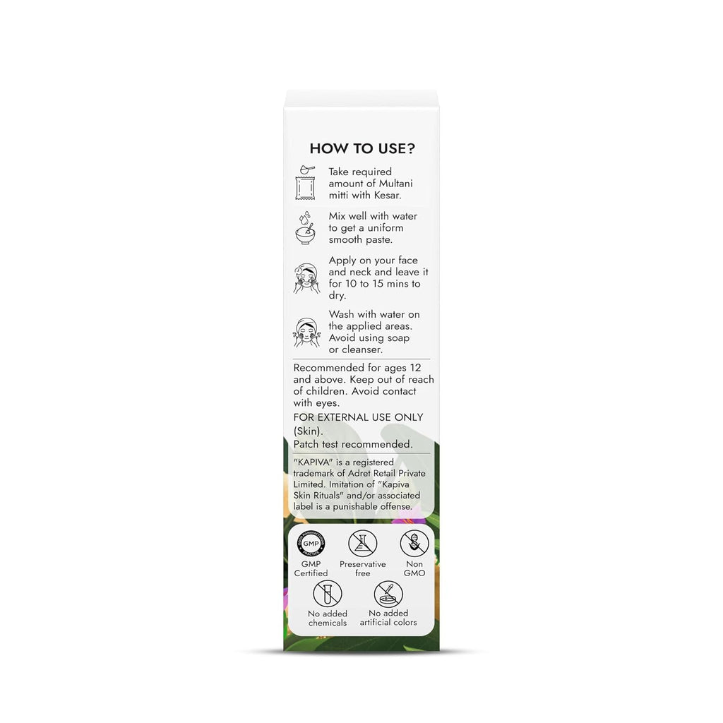 Kapiva Multani Mitti with Kesar for Face | Natural Fullerâ€™s Earth | Face Pack for Glowing Skin| Enhanced with Saffron