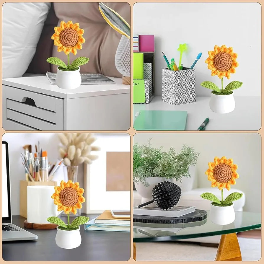 Cotton Crochet Flower Handmade Crochet Flowers Artificial Sunflower