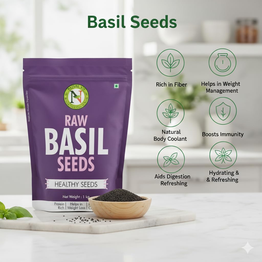 Nature Vit Basil Seeds, 200 G | Tukmaria Beej | Sabja | Falooda | Beat the Heat With Sabza Seeds