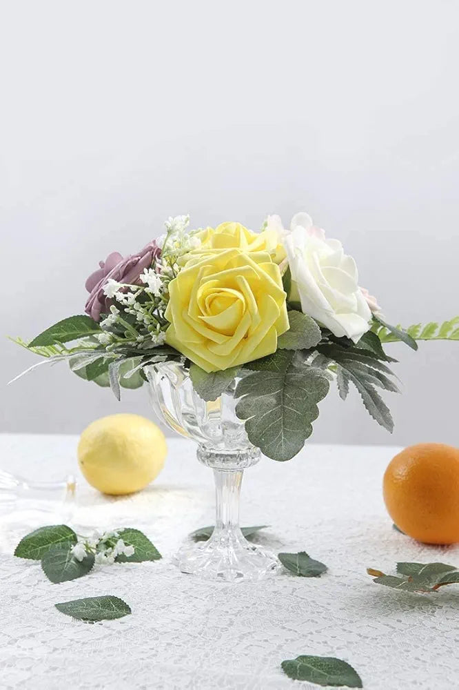 Artificial Flowers White Roses Real Looking Fake Roses with Stem Leaves White