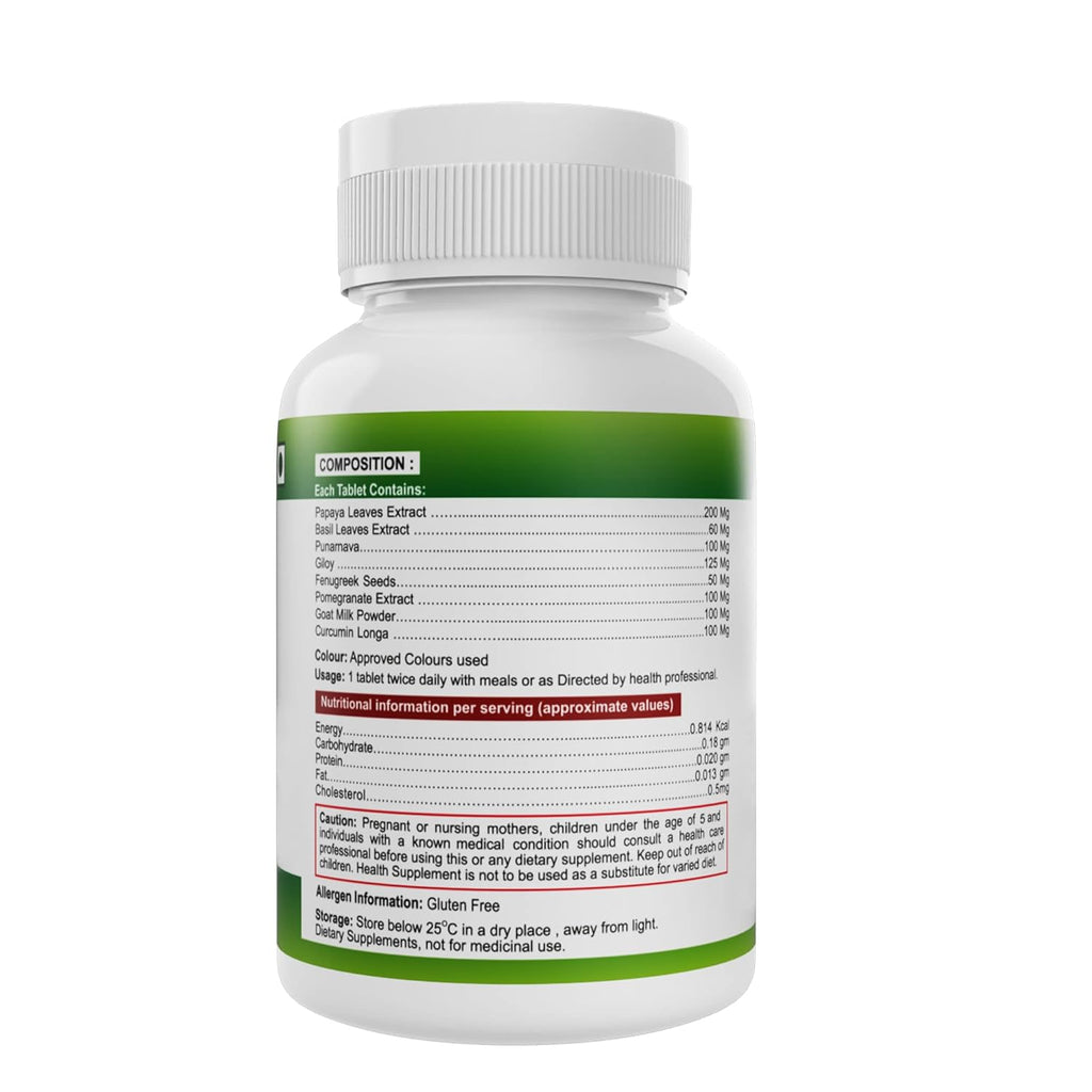 Nveda Immunity Booster with Papaya Leaves Extract, Giloy, Fenugreek seeds, Curcumin Longa for Immunity (60 Tablets)