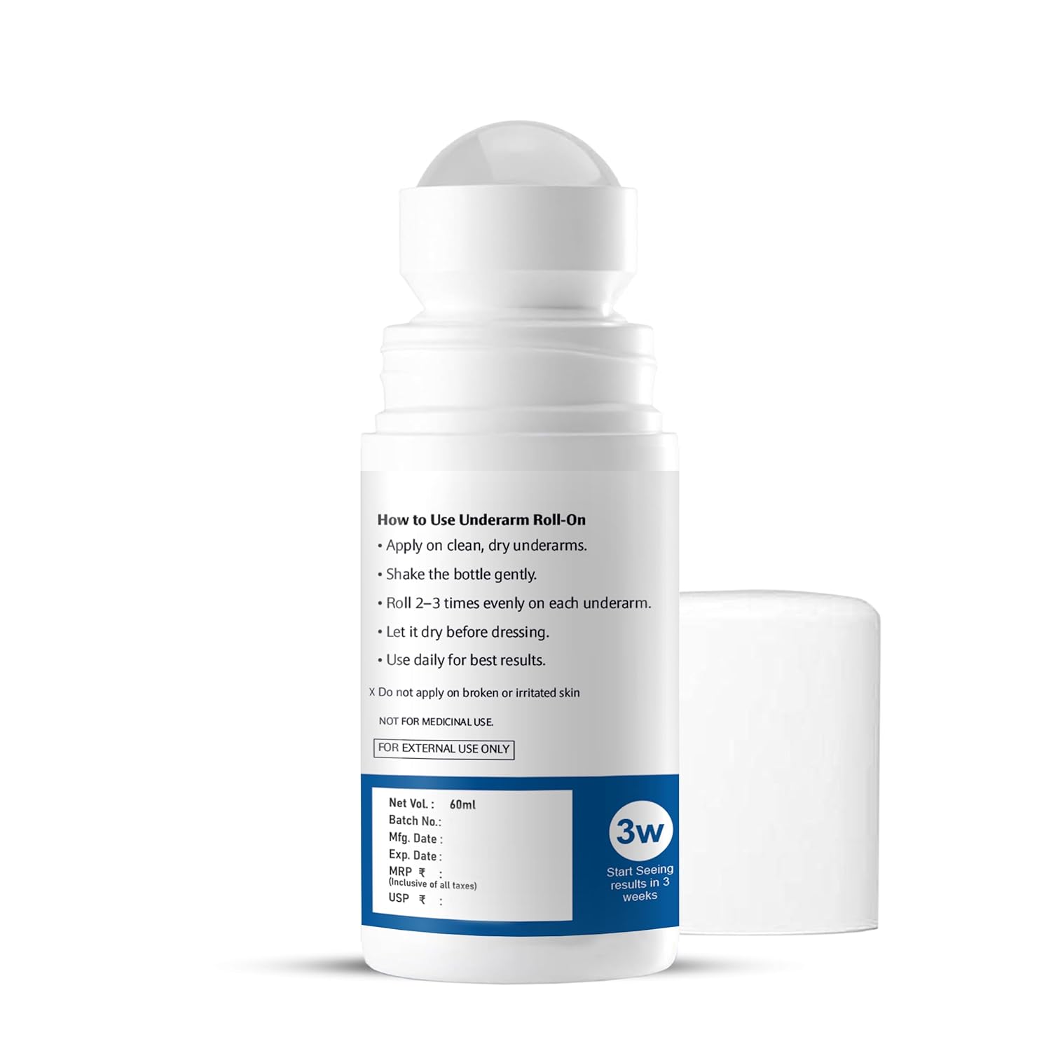 Moolveda 5% AHA BHA Underarm Roll On 60ml - Odour Control & Pigmentation Removal for Men Women | Lactic Mandelic Salicylic Acid | Orchid Breeze