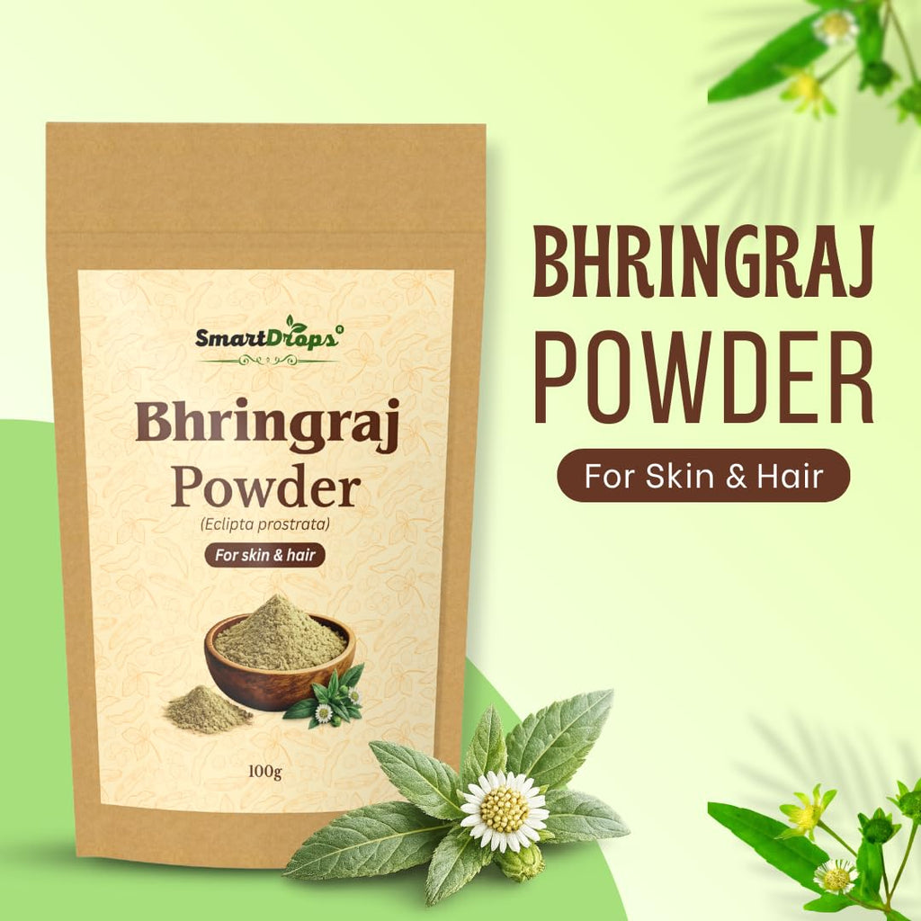 Smartdrops Bhringraj Fine Powder for Hair Rinse Preparation and Skin Pack Mixing DIY Scalp Care and Facial Routine Ingredient | 100g (Pack-1)