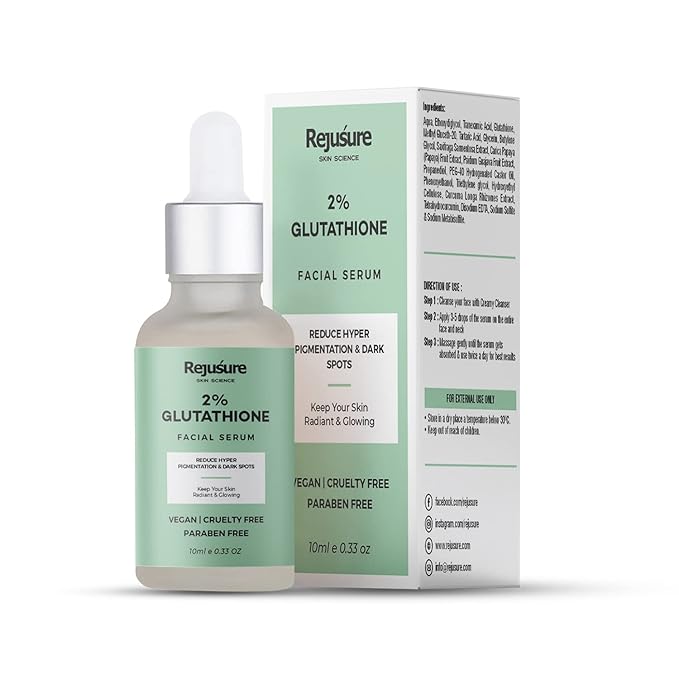 Rejusure 2% Glutathione Face Serum | Promotes Skin Lightening & Brightening – 10 Ml