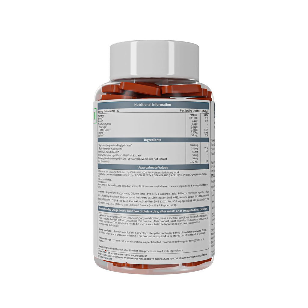 Neuherbs True Magnesium Glycinate Supplement 1600mg - 60 Tablets | Chelated Magnesium Supplement for Men & Women With Antioxidants, Zinc & Vitamin C For Muscle Recovery, Improved Sleep & Joint Health.