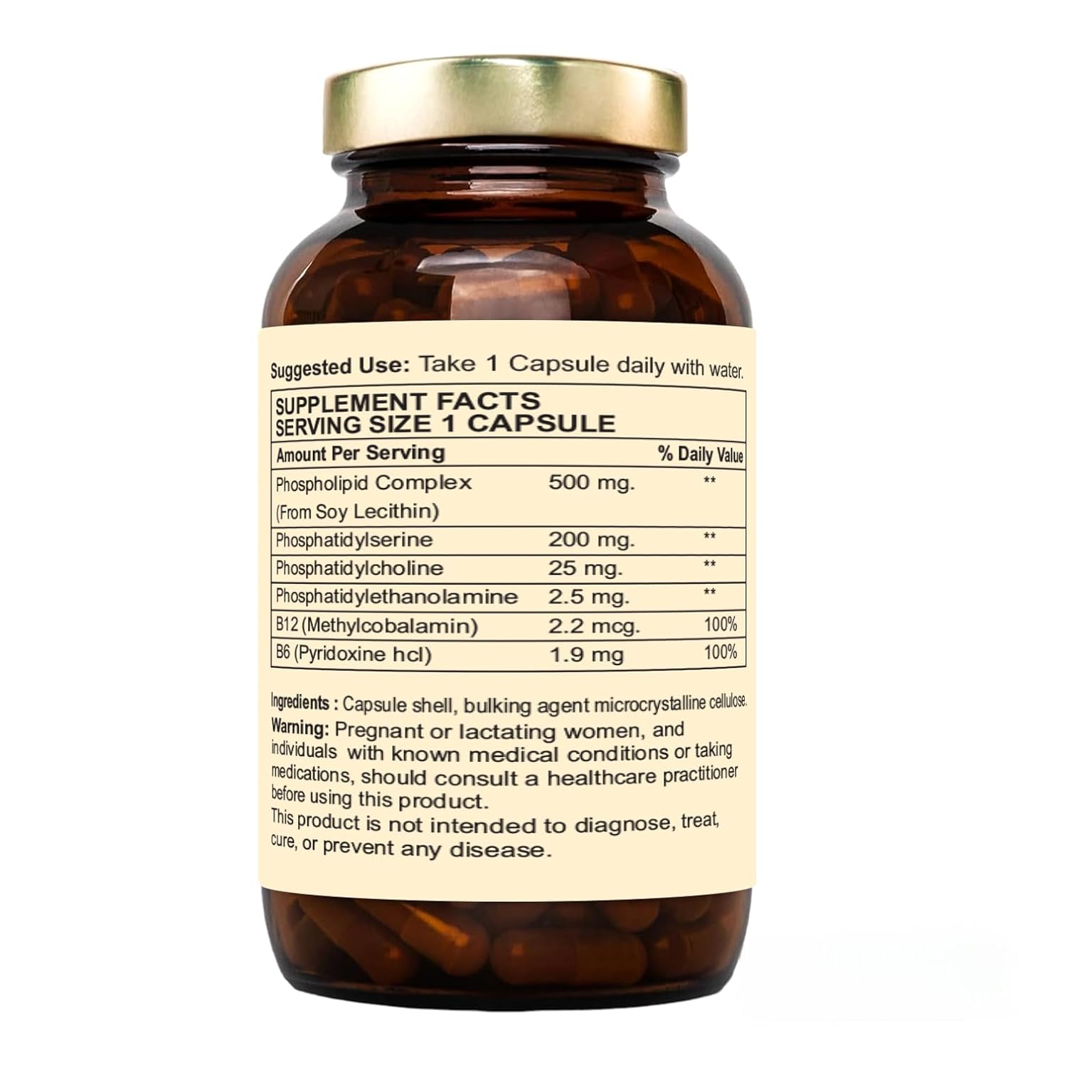 Nutraliebe Phosphatidylcholine & Phosphatidylserine Complex - Brain & Cognitive Support with Vitamin B12 & B6, 90 Capsules