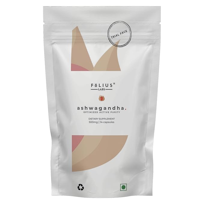 Folius Labs Ashwagandha Herbal Supplement 500mg (Trial Pack) - 14 caps