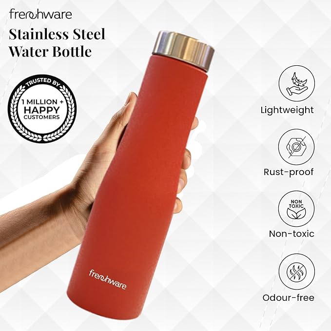 Frenchware Water Bottle | 1 Litre, Stainless Steel, Premium SS 304, Plum Delight | Easy-to-Clean