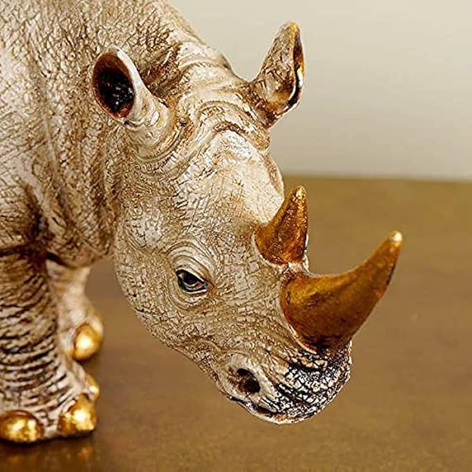 Indicast Resin 12" Inch One Horned Rhinoceros Showpiece Table Accent Collectible Figurines for Home Interior Decor