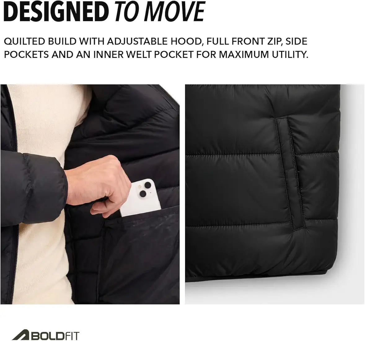 Boldfit Jacket For Men Winter Wear Nylon Winter Standard Length Jacket