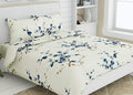 Haus & kinder Cotton Queen Size Bedsheet for Double Bed (90 X 100 Inches) with 2 Pillow Covers | 186 TC Bed Sheet Double Bed Floral Grace (Blue)
