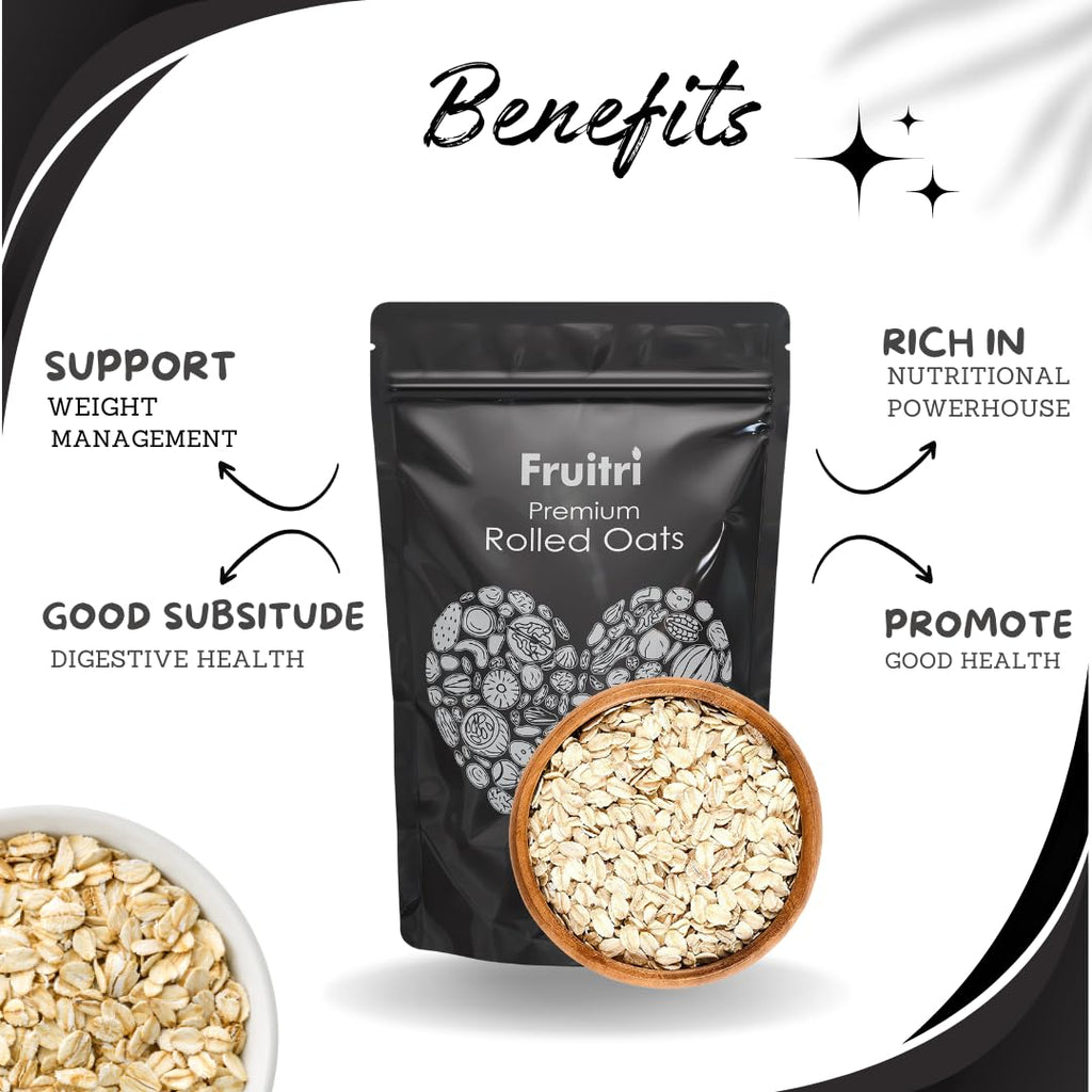 Fruitri Premium Rolled Oats- Diet Food, Whole Grain, Breakfast Cereal (Plain)