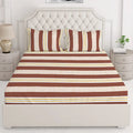 Layers Tuscany Cotton Bedsheet Set for All Seasons Lightweight 104 TC Queen Size Brown Striped
