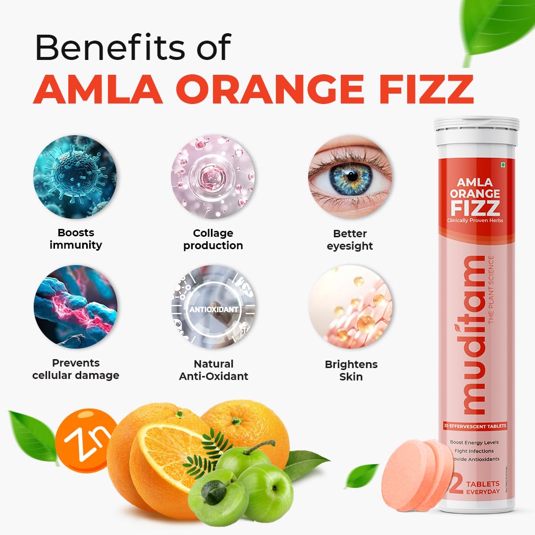 Muditam Ayurveda Amla Orange Fizz Tablet - 40 Effervescent Tablets