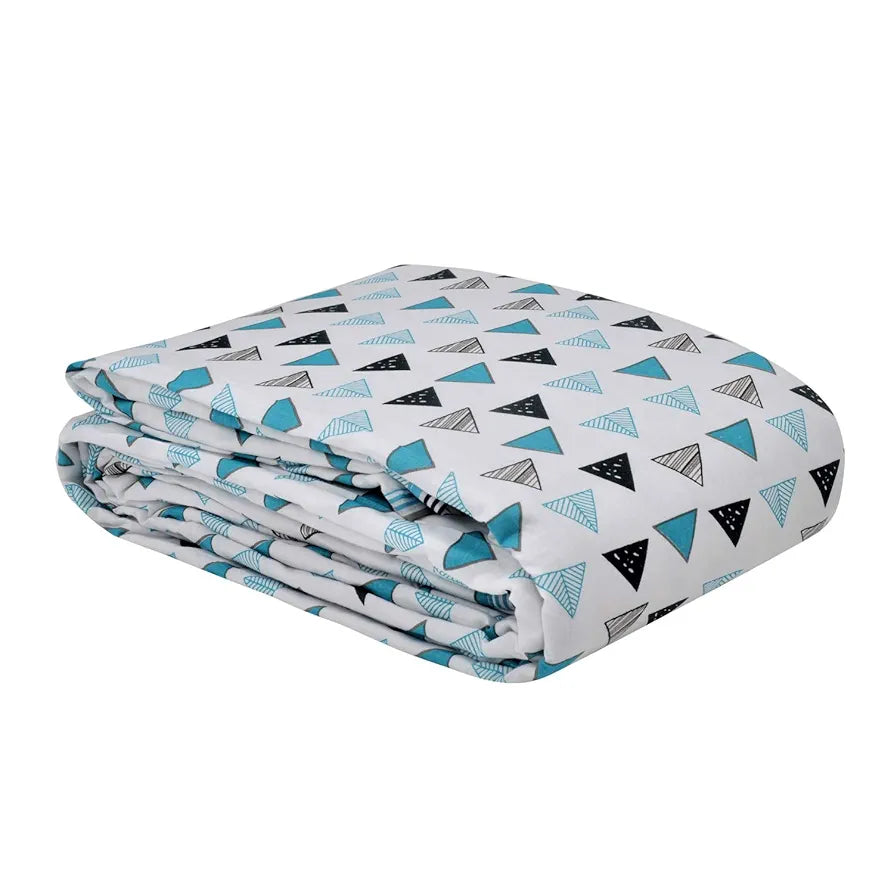 Trance Home Linen 150 GSM Pure Cotton Reversible Dohar Single Bed Size Ac Blanket Comforter Soft Light-Weight Bed Blanket 56 X 88 Inch Colour Blue Black Triangles
