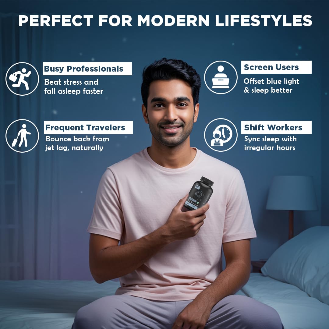 BeastLife Melatonin Plus 5mg Capsules with Valerian, Chamomile & Vitamin B6 | Sleep Support Supplement for Deep Sleep, Natural Sleeping Aid, Non-Habit Forming Night Rest Formula | Relieves Stress & Anxiety | Enhances Relaxation & Focus | 60 Capsules