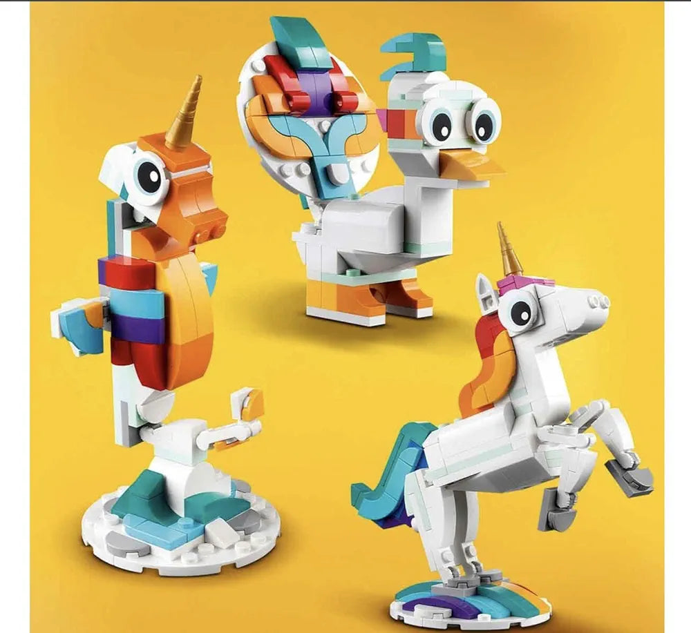 Lego Creator Magical Unicorn 31140 Building Toy Set, with Unicorn, Seahorse and Peacock Models for Kids Aged 7+