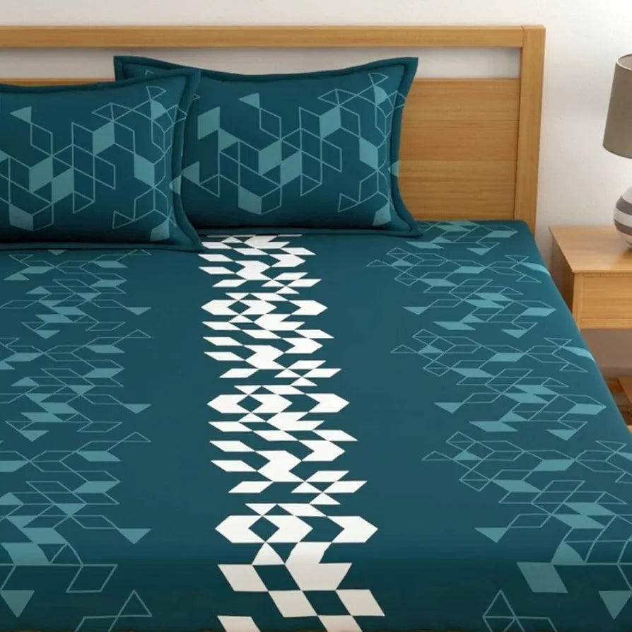Dreamscape Cotton King Fitted Bedsheet with 2 Pillow Covers Sherwood Forest Scatter