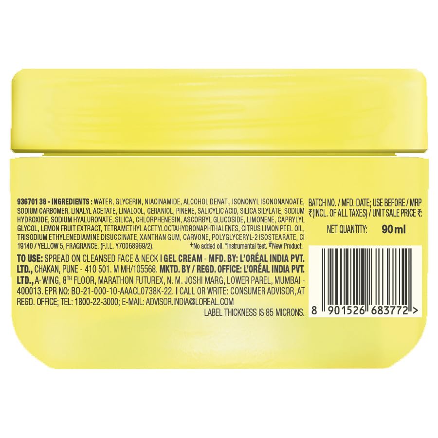 Garnier Fresh & Bright Vitamin C Sorbet Moisturizer, 4.5% Vit C + Hyaluronic Acid + Niacinamide + BHA, 9x Lighter Sorbet Texture, For Hydration & Dark Spot Reduction, Suitable for Oily to Normal & Combination Skin, 90g