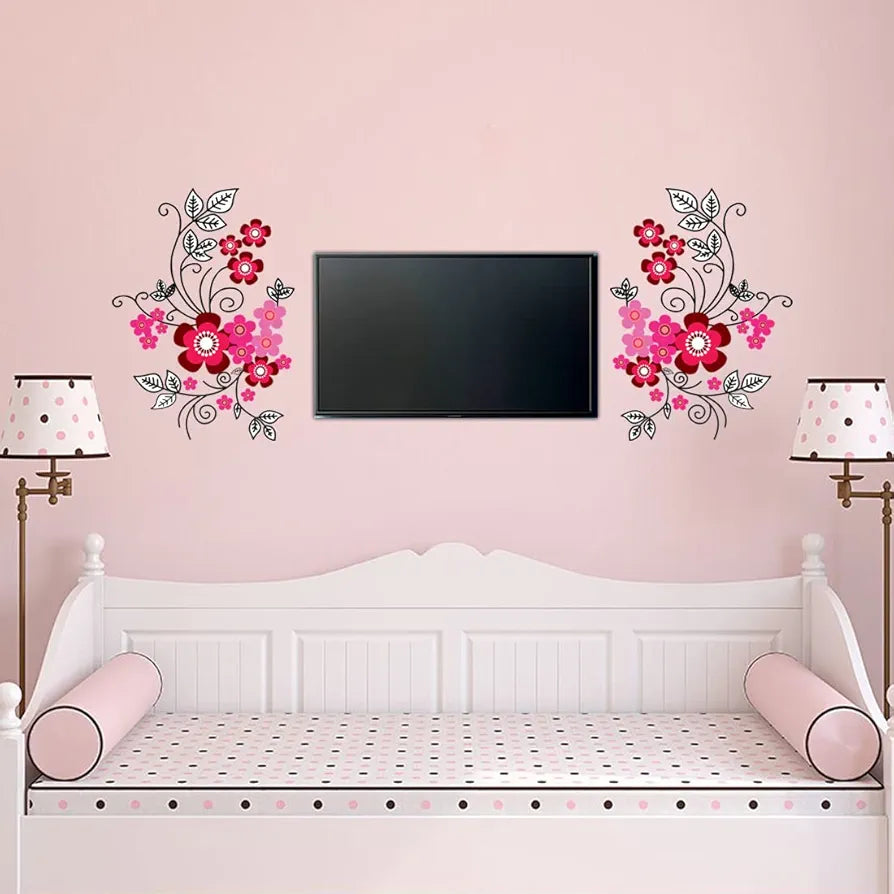 Rangoli PVC New Modern Art Aesthetic Flower Design Large Wall Sticker Size-50Cm*70Cm