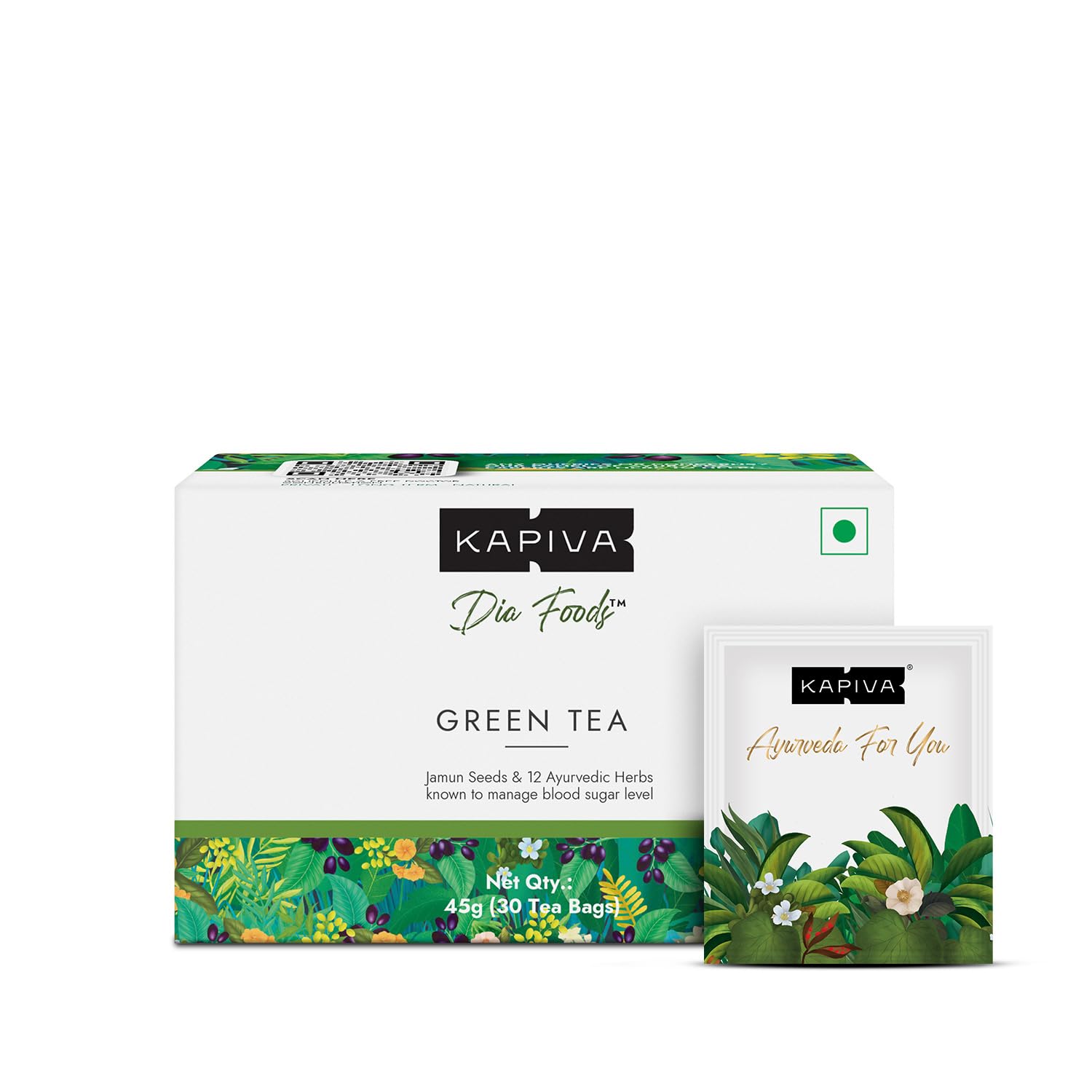 Kapiva Dia Foods Green Tea for Blood Sugar Care | Jamun, Gudmar, Methi, & 10 More