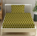 Trance Home Linen 200TC 100% Cotton 78"x36" Single Size Elastic Fitted Bedsheet Printed with 1 Pillow Cover Colour Dori Forest Green